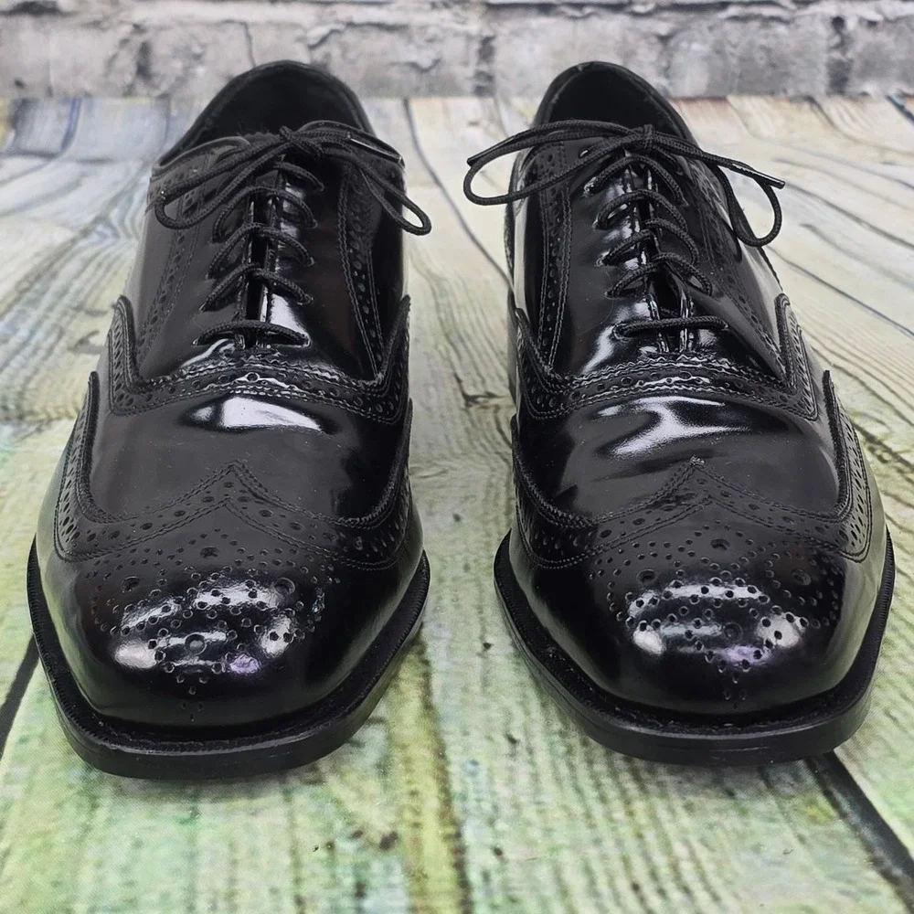 Florsheim Lexington Wingtip Oxford Mens 11 B Black Leather Brogue Dress Shoes